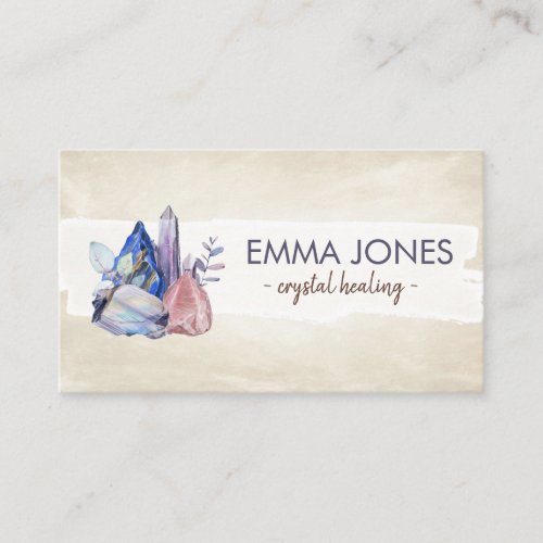 Watercolor gemstones _ crystals business card