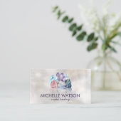 Watercolor gemstones - crystals on pearl business card (Standing Front)