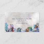 Watercolor gemstones - crystals on pearl business card (Back)