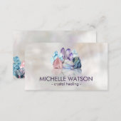 Watercolor gemstones - crystals on pearl business card (Front/Back)