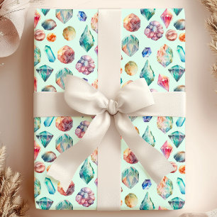 Watercolor Gemstones Jewel Pattern Wrapping Paper