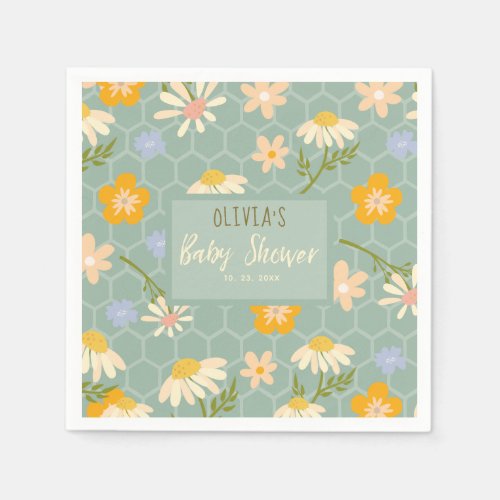 Watercolor gender neutral Mommy to Bee baby Shower Napkins