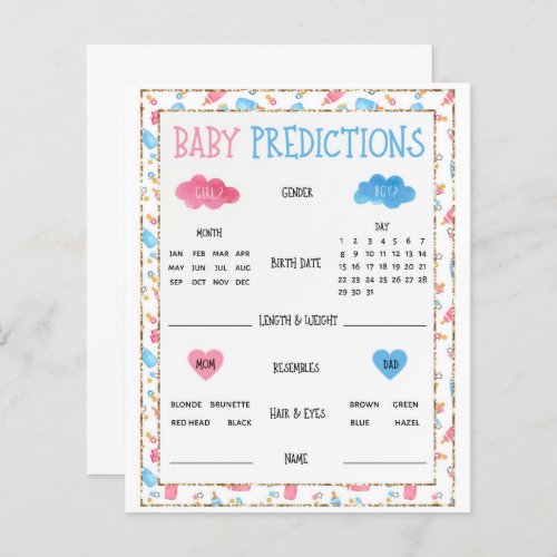 Watercolor Gender Reveal Baby Predictions Game