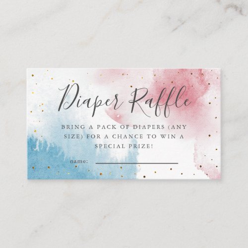 Watercolor Gender Reveal Diaper Raffle Ticket  Enclosure Card