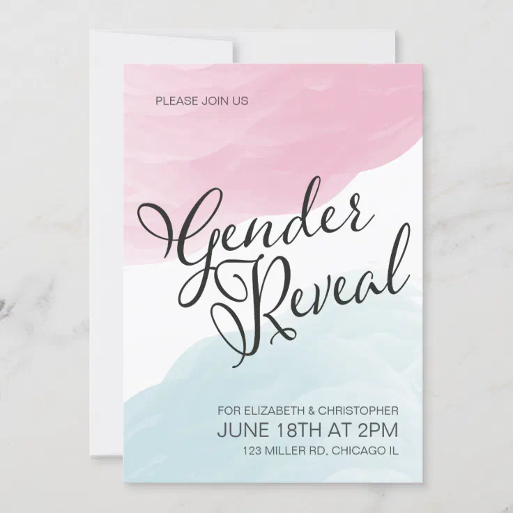 Watercolor Gender Reveal Invitation | Zazzle