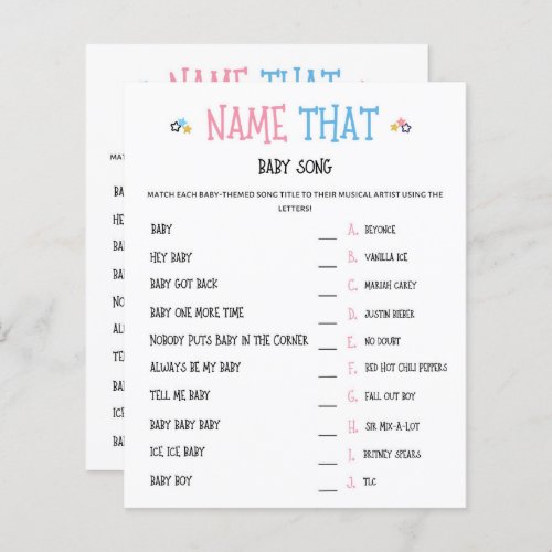 Watercolor Gender Reveal Name That Baby Song Game