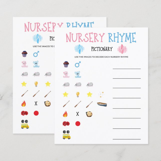 Watercolor Gender Reveal Nursery Rhyme Game (Front/Back)