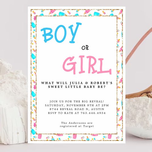 Watercolor Gender Reveal Party Boy or Girl Invitat Invitation