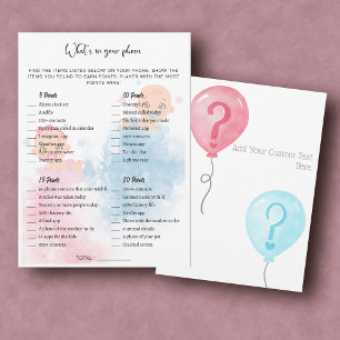 Watercolor Gender Reveal Party Game Card