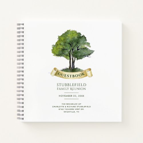 Watercolor Genealogy Tree Family Reunion Guest Notebook