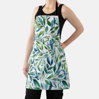 Watercolor Gentle Leaf Botanical Pattern Apron