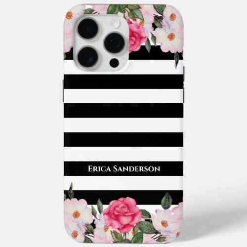 Watercolor Gentle Pink White Roses Illustration iPhone 15 Pro Max Case