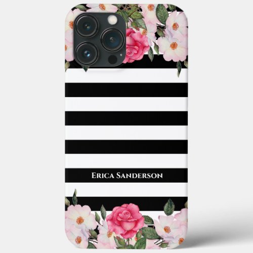 Watercolor Gentle Pink White Roses Illustration iPhone 13 Pro Max Case
