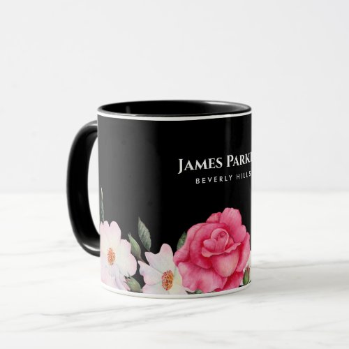 Watercolor Gentle Pink White Roses Illustration Mug