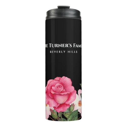 Watercolor Gentle Pink White Roses Illustration Thermal Tumbler