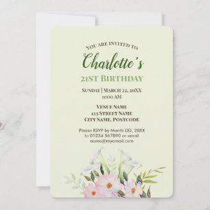 Watercolor Gentle White Calla Birthday Invitation