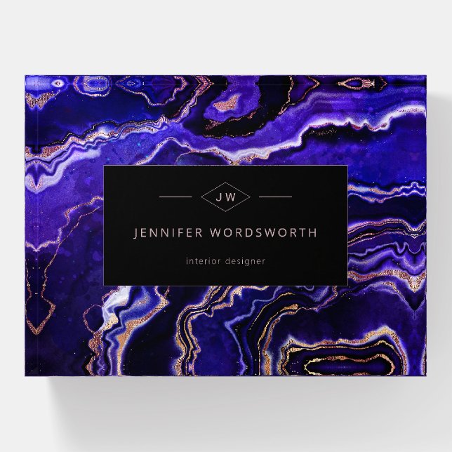 Watercolor Geode Modern Professional Purple Agate Paperweight (Front)