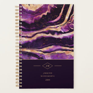 Watercolor Geode Purple Pink Gold Abstract Agate Planner