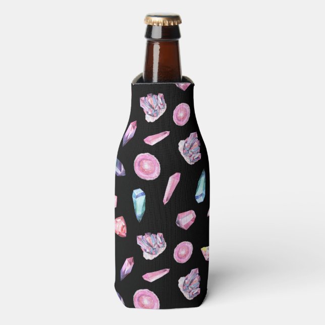 Watercolor Geodes and Crystals Pattern   Bottle Cooler (Bottle Front)