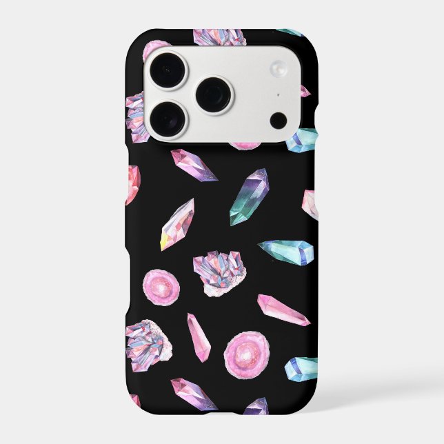 Watercolor Geodes and Crystals Pattern Iphone Case (Back)