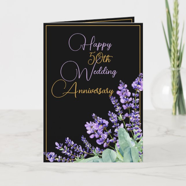 Watercolor Geometric 50th Wedding Anniversary Card (Front)