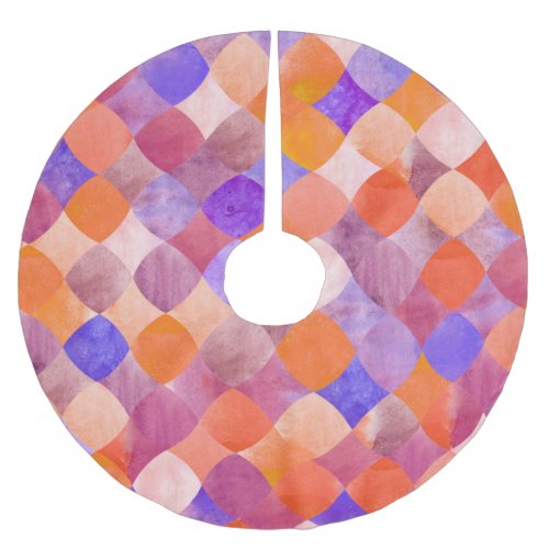 Watercolor geometric Arab fish scales Brushed Polyester Tree Skirt