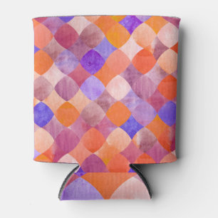 Watercolor geometric, Arab fish scales. Can Cooler