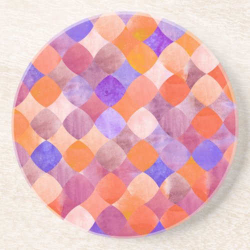 Watercolor geometric Arab fish scales Coaster