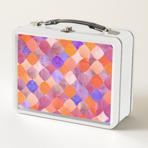 Watercolor geometric Arab fish scales Metal Lunch Box