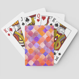 Watercolor geometric, Arab fish scales. Poker Cards