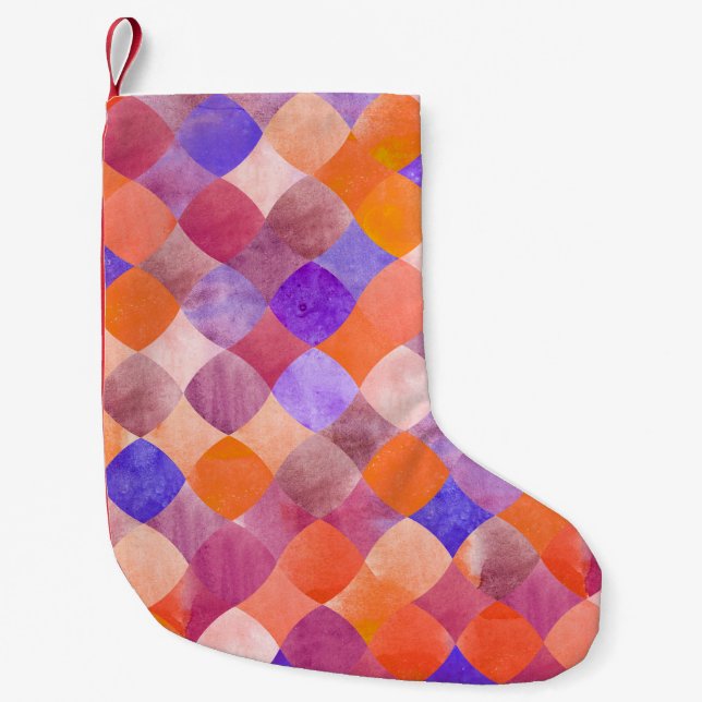 Watercolor geometric, Arab fish scales. Small Christmas Stocking (Front)