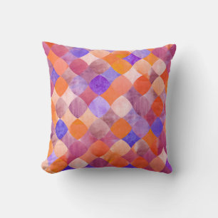 Watercolor geometric, Arab fish scales. Throw Pillow