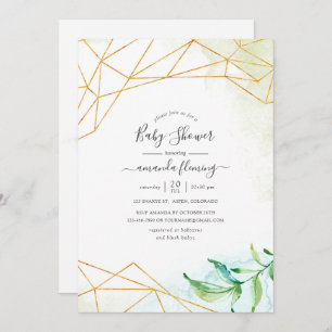 Watercolor Geometric Baby Shower Invitation