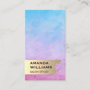 Watercolor Geometric Background Gold Brushed Business Card