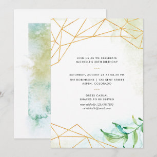 Watercolor Geometric Birthday Party Invitation