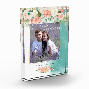Watercolor Geometric Blush Pink Floral Wedding Photo Block