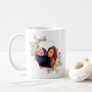 Watercolor Geometric Christmas Photo Coffee Mug