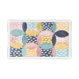 Watercolor Geometric Circles Acrylic Tray