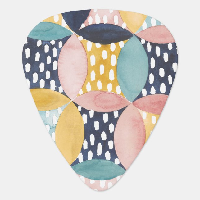 Watercolor Geometric Circles Guitar Pick (Front)