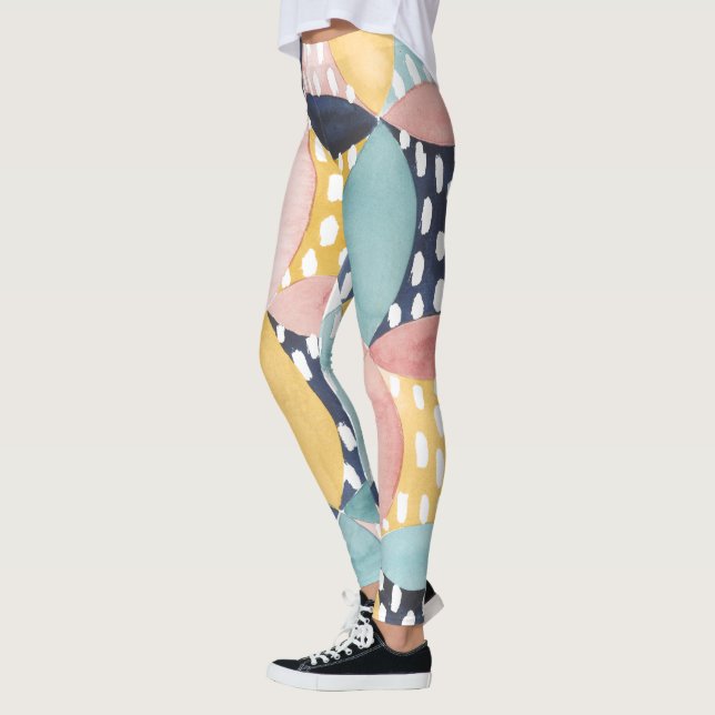 Watercolor Geometric Circles Leggings (Left)