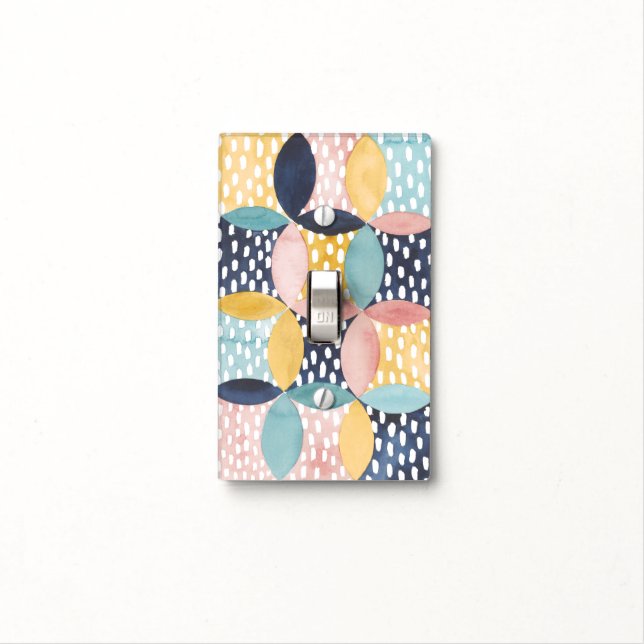 Watercolor Geometric Circles Light Switch Cover (In Situ)