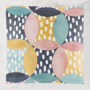 Watercolor Geometric Circles Trinket Tray