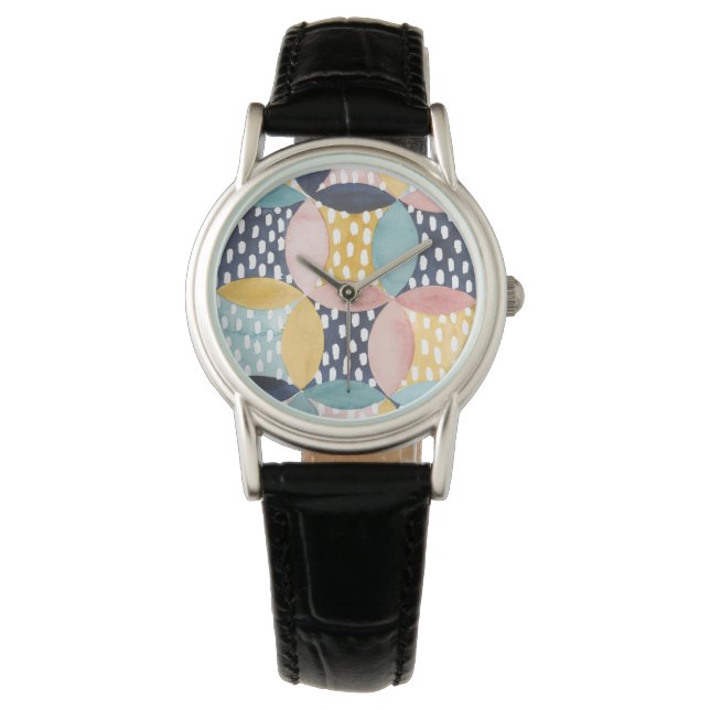 Watercolor Geometric Circles Watch (Front)