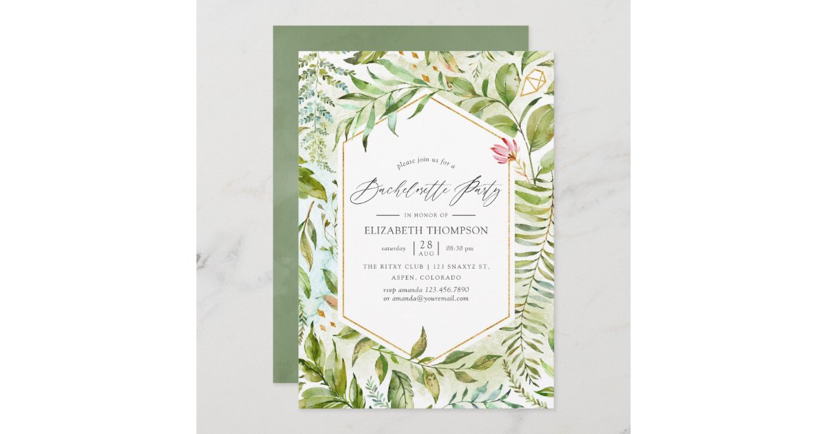 Watercolor Geometric Crystal Bachelorette Party Invitation | Zazzle