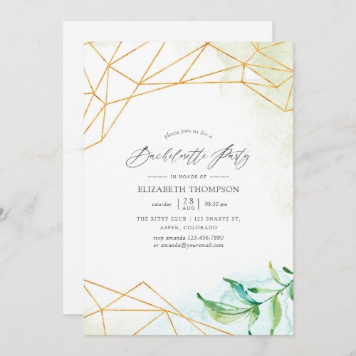 Watercolor Geometric Crystal Bachelorette Party Invitation