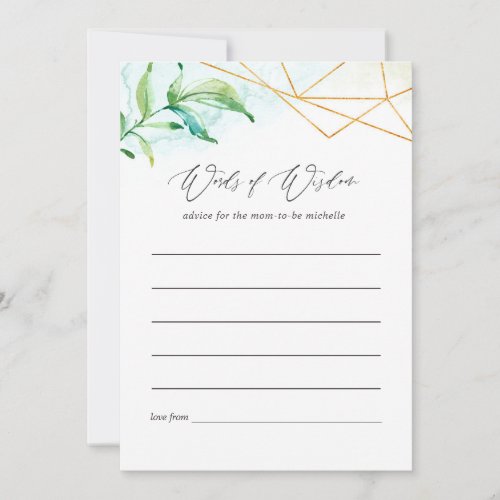 Watercolor Geometric Crystal Bridal Shower Advice Card