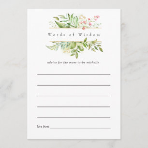 Watercolor Geometric Crystal Greenery Bridal Advice Card