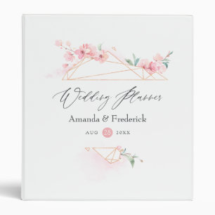 Watercolor Geometric Crystal Greenery Wedding 3 Ring Binder