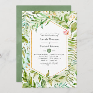 Watercolor Geometric Crystal Rehearsal Dinner Invitation