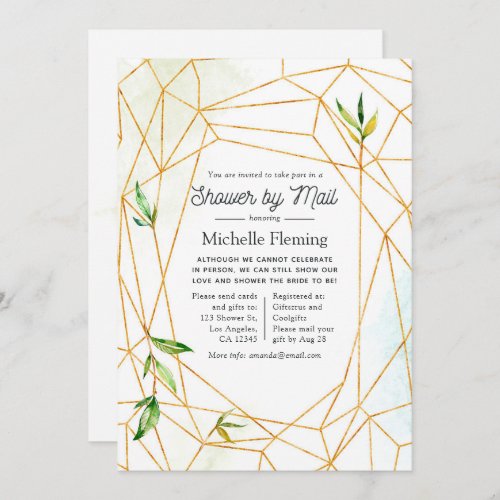 Watercolor Geometric Crystal Shower by Mail Invitation